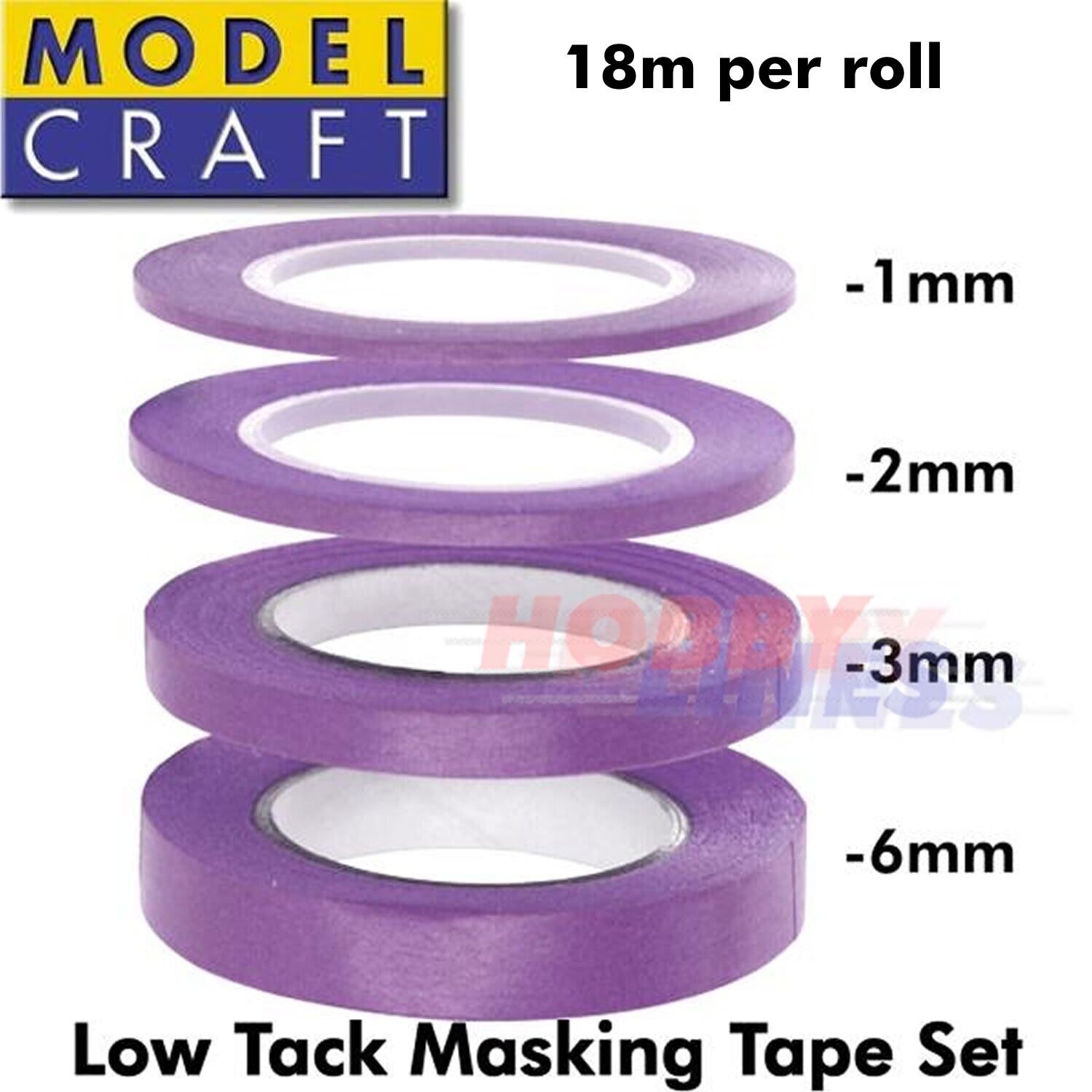 MASKING TAPE LOW TACK 4pk 1,2,3&6mm Purple Airbrush Detailing Expo Tools 44515