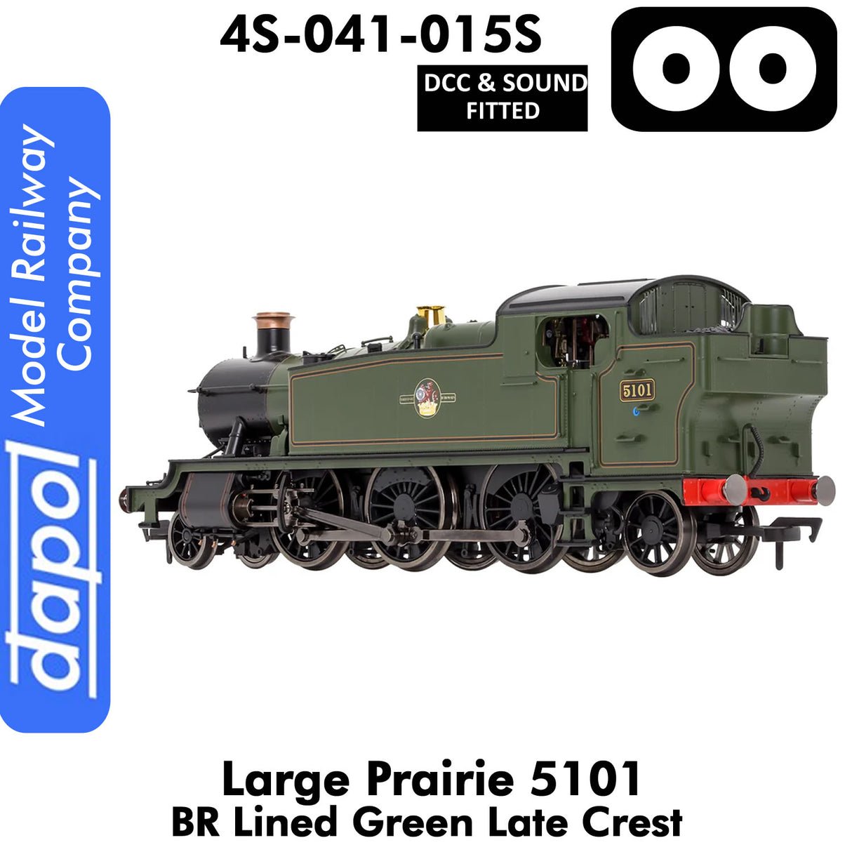 LARGE PRAIRIE 5101 BR Late Crest Steam Locomotive DCC & Sound | Dapol | 4S-041-015S