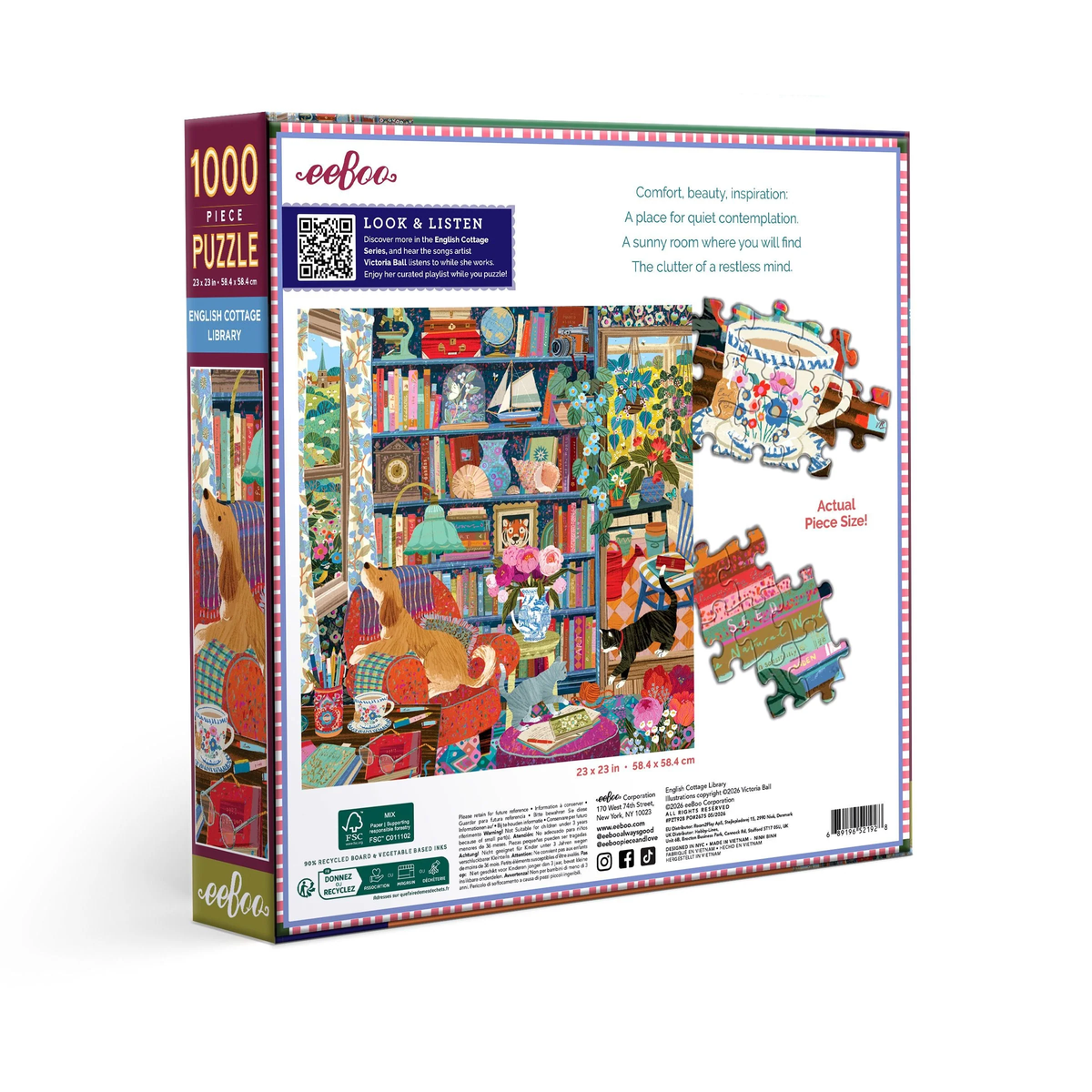 English Cottage Library - 1000pc Puzzle | eeBoo | PZT928