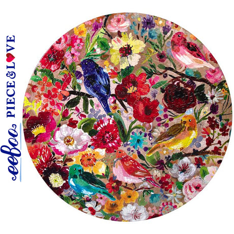 Birds & Blossoms  500 pc Round Puzzle | eeBoo | PZFBBL