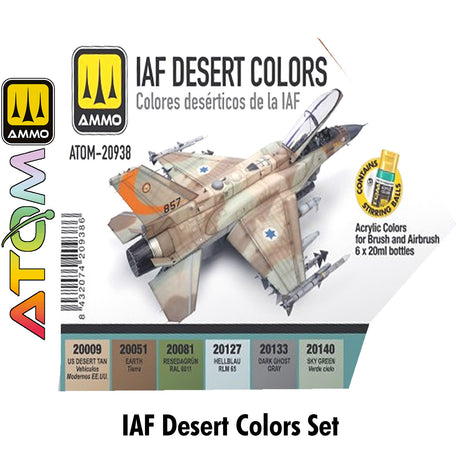 ATOM IAF Desert Colours Set - 6 20ml Acrylic Paint | Ammo by Mig Jimenez
