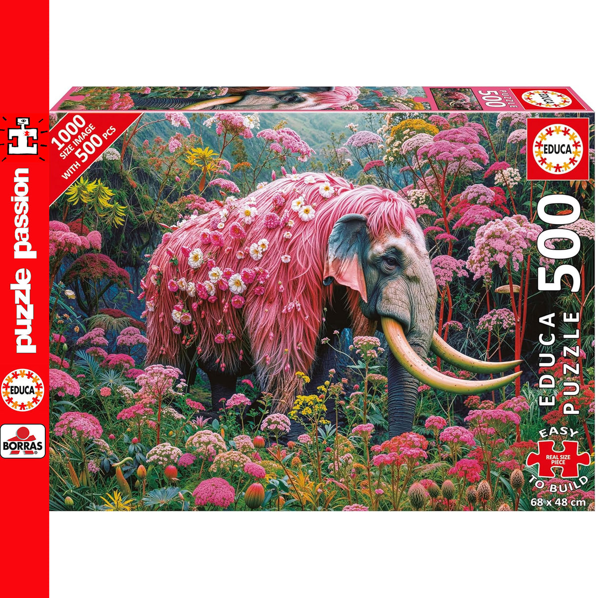 Educa FLORAL ELEPHANT 500pc Super Deluxe Jigsaw Puzzle animal nature 20228