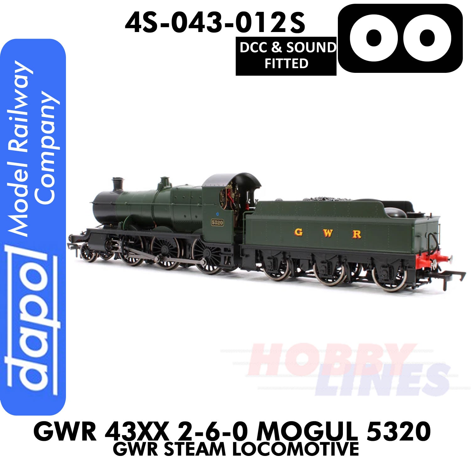 Great Western Railway -  43xx 2-6-0 Mogul 5320 - DCC & Sound - 1:76 OO | Dapol | 4S-043-012S