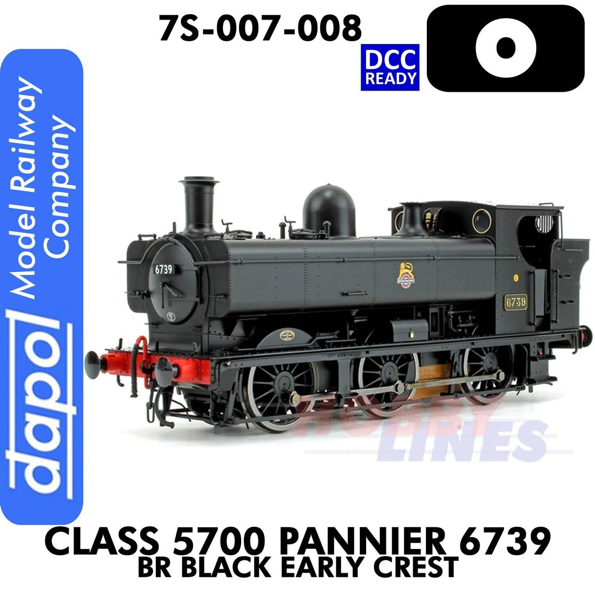 Class 5700 Pannier 6739 BR Black Early Crest Tank Loco O 1:43 Dapol 7S-007-008