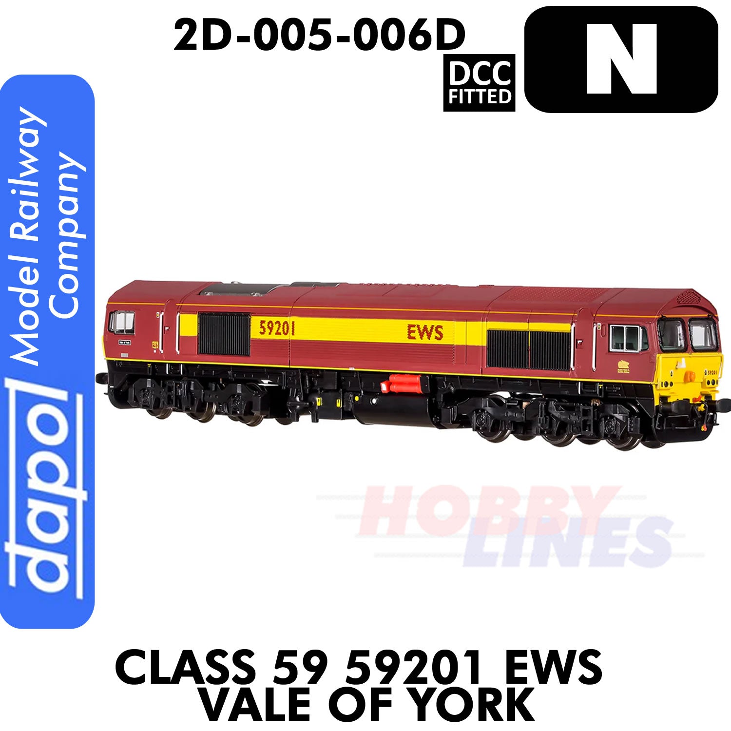 Class 59 59201 EWS Vale of York - DCC Fitted | Dapol | 2D-005-006D