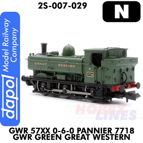 Great Western Railway - 57XX 0-6-0 Pannier 7718 Green Great Western - DCC Ready |  Dapol | 2S-007-029