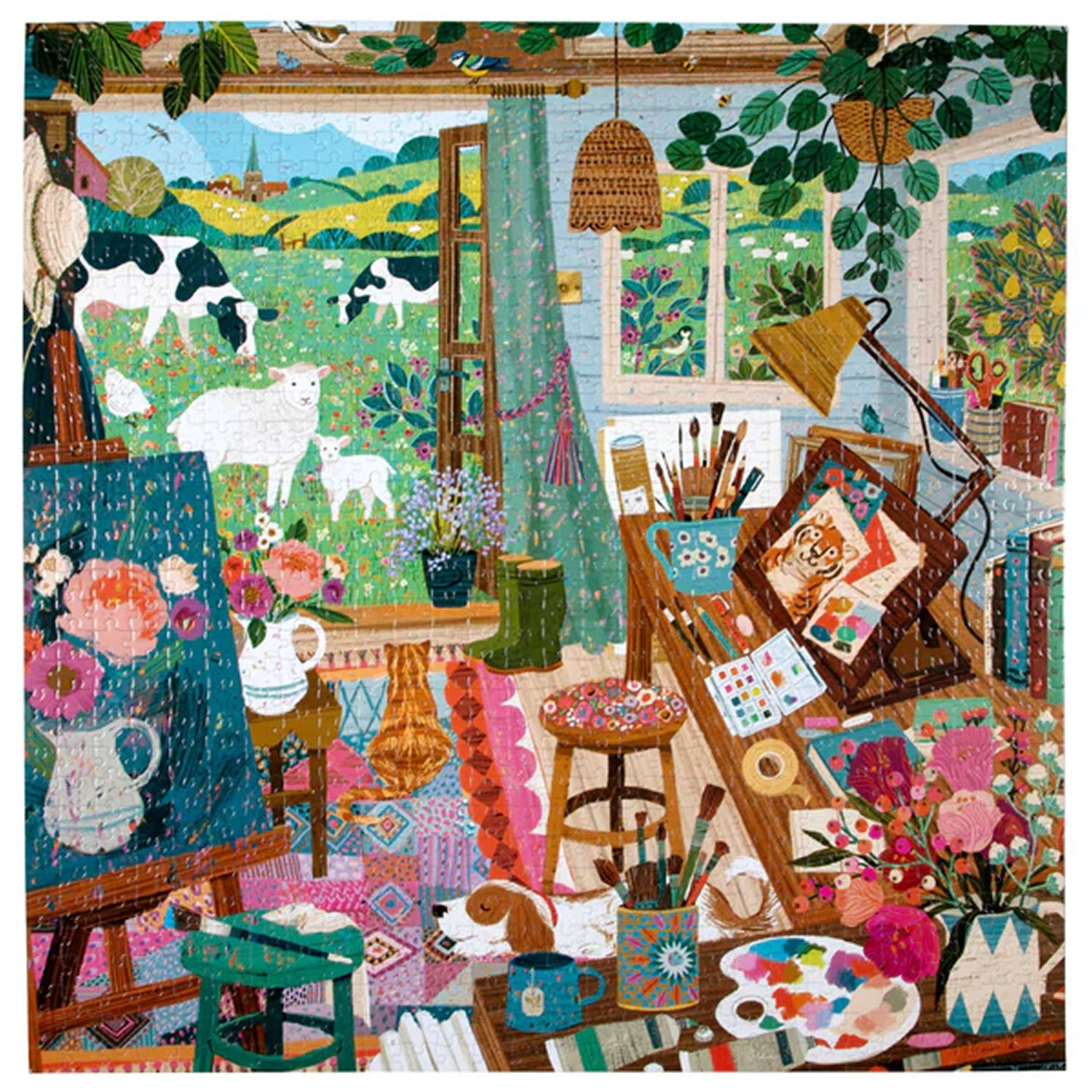eeBoo ARTISTS COTTAGE 1000 pc Square Jigsaw Puzzle Super Deluxe PZT118