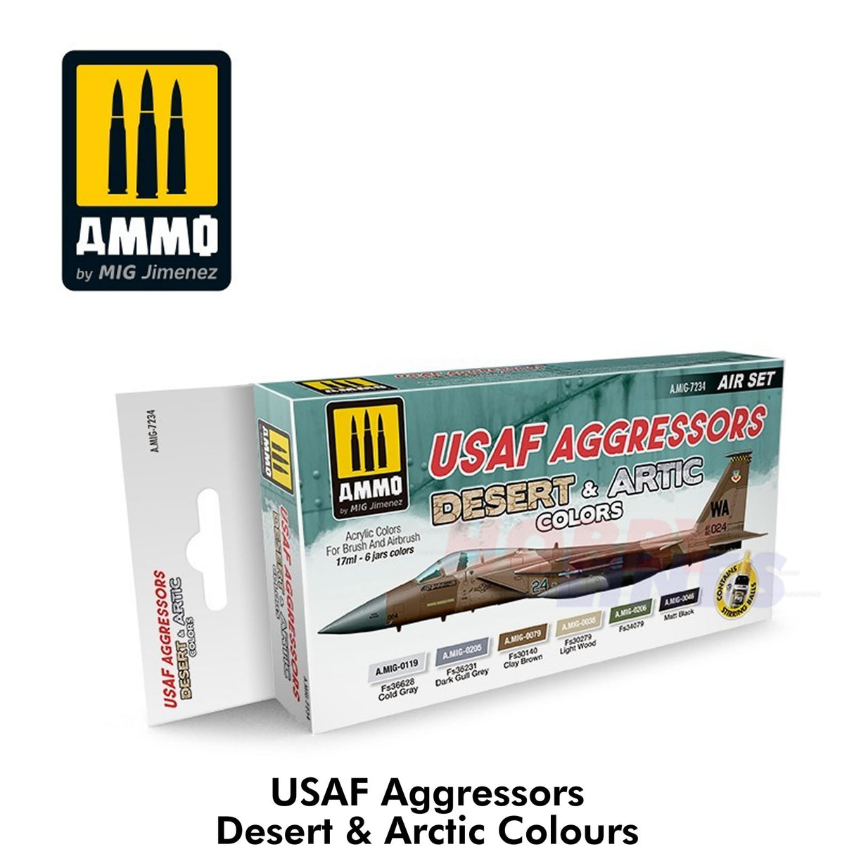 USAF Aggressors Desert & Artic Colours - 6 x 17ml Jars | Ammo by Mig Jimenez | MIG7234