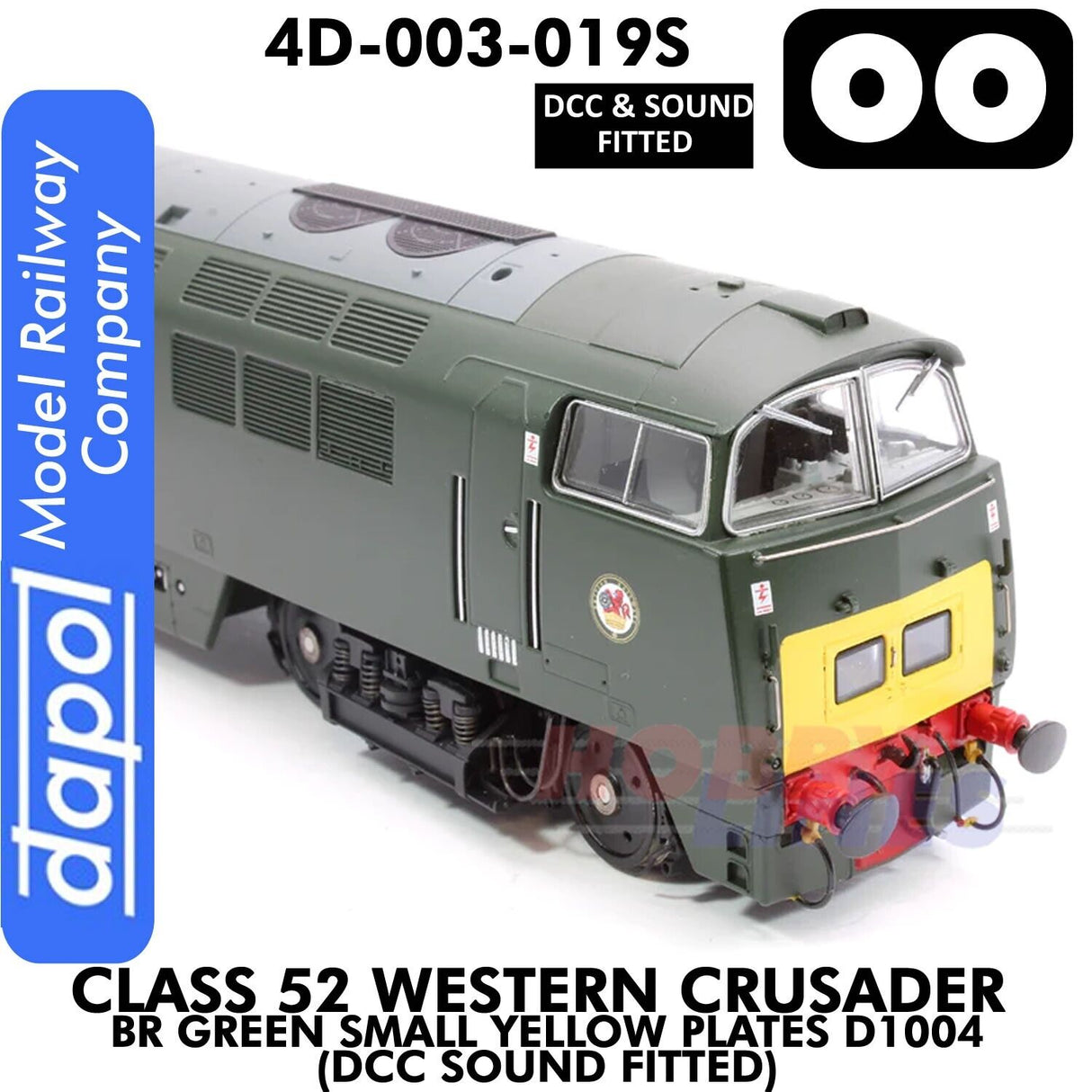 Class 52 Western Crusader - BR Green Small Yellow Plates D1004 - DCC & Sound Fitted | Dapol | 4D-003-019S