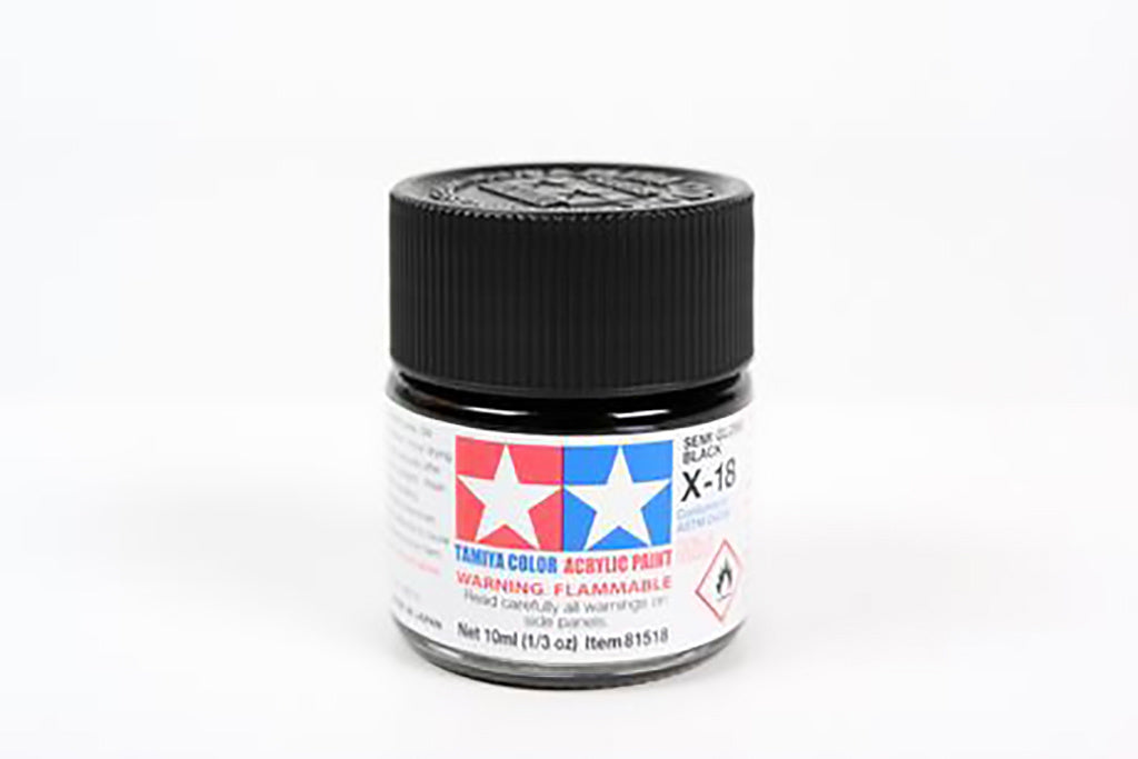 Tamiya Acrylic Mini Paint X-18 Semi Gloss Black