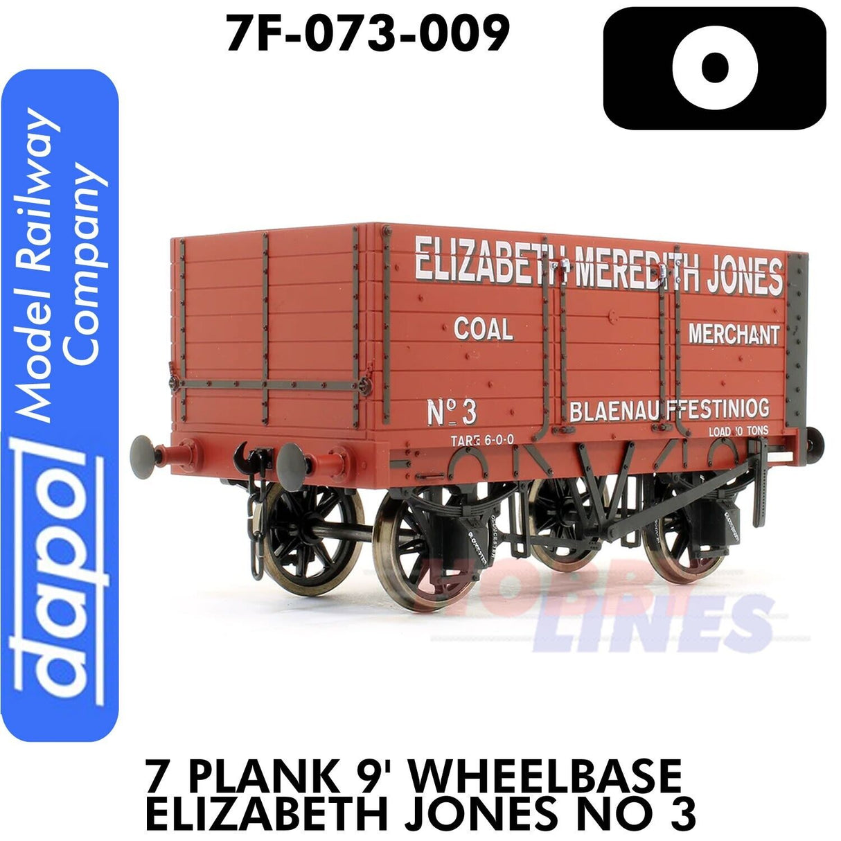 7 Plank 9' Wheelbase Elizabeth Jones No 3 | Dapol | 7F-073-009