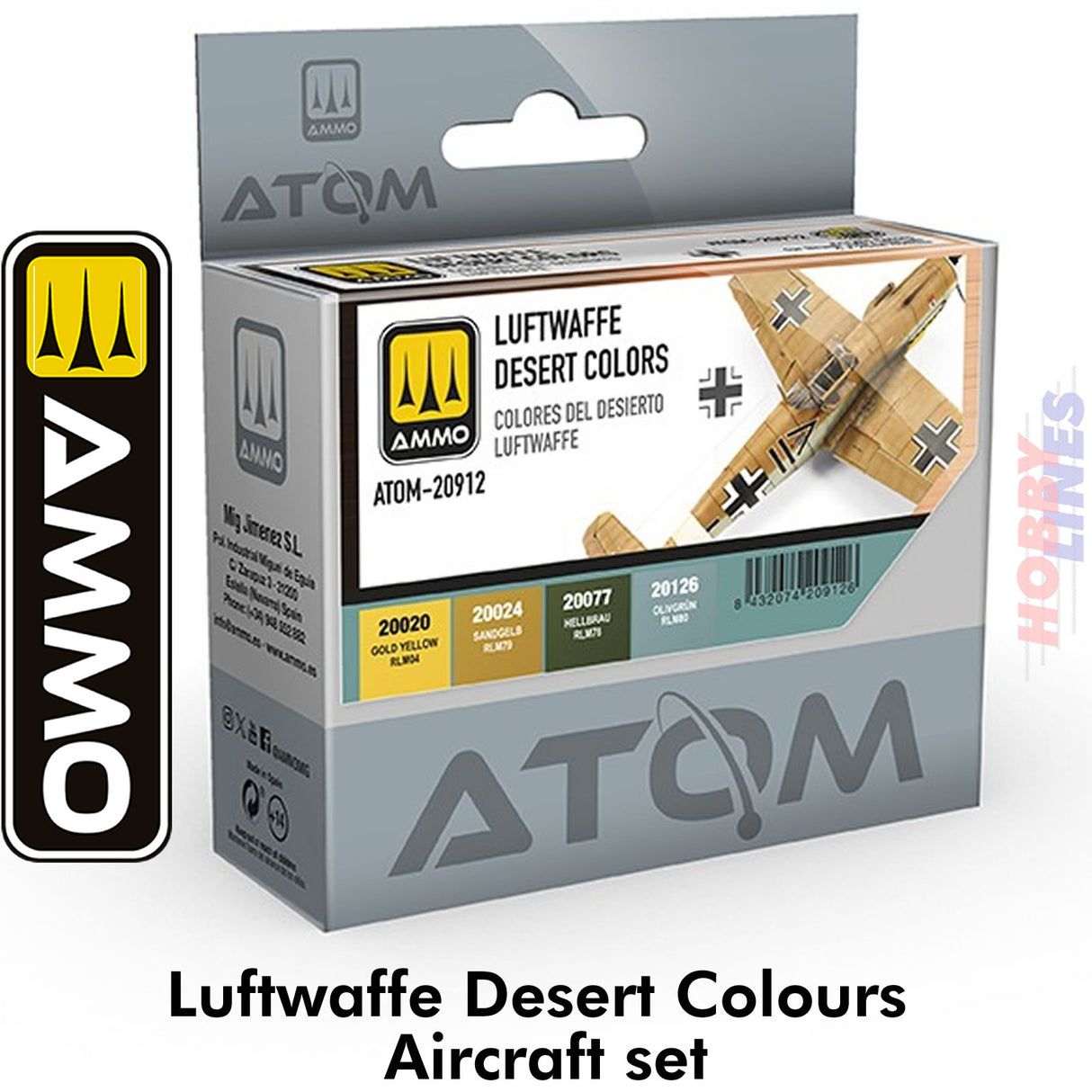ATOM Lutwaffe Desert Colours - 4 x 20ml bottles Acrylic Paint | Ammo by Mig Jimenez | ATOM20912