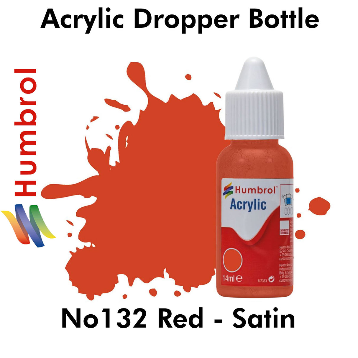 Acrylic Dropper -No 132 Red - Satin | Humbrol | DB0132