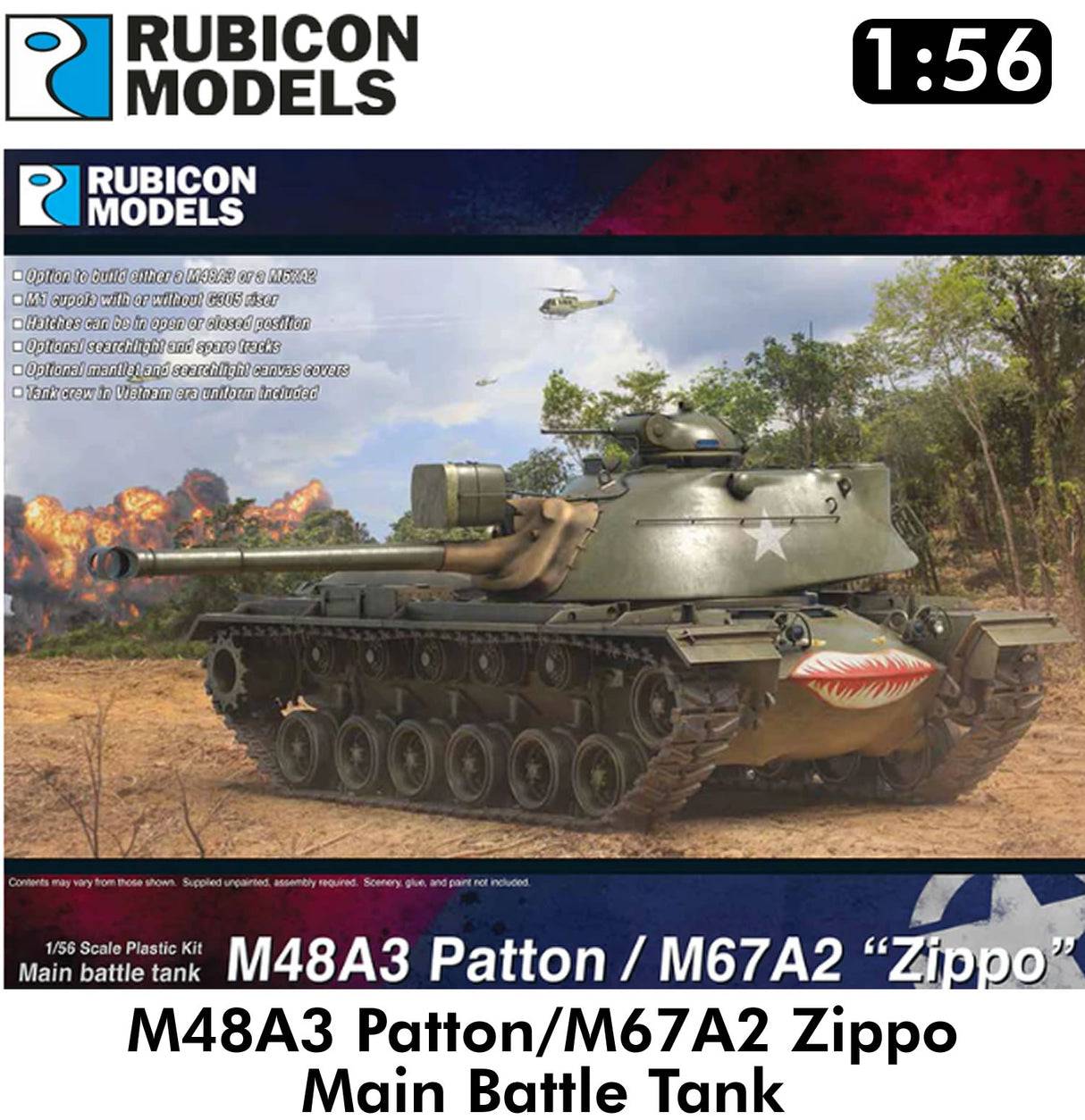 M48A3 PATTON/M67 A2 ZIPPO Main Battle Tank 1:56 | Rubicon Models | 280141
