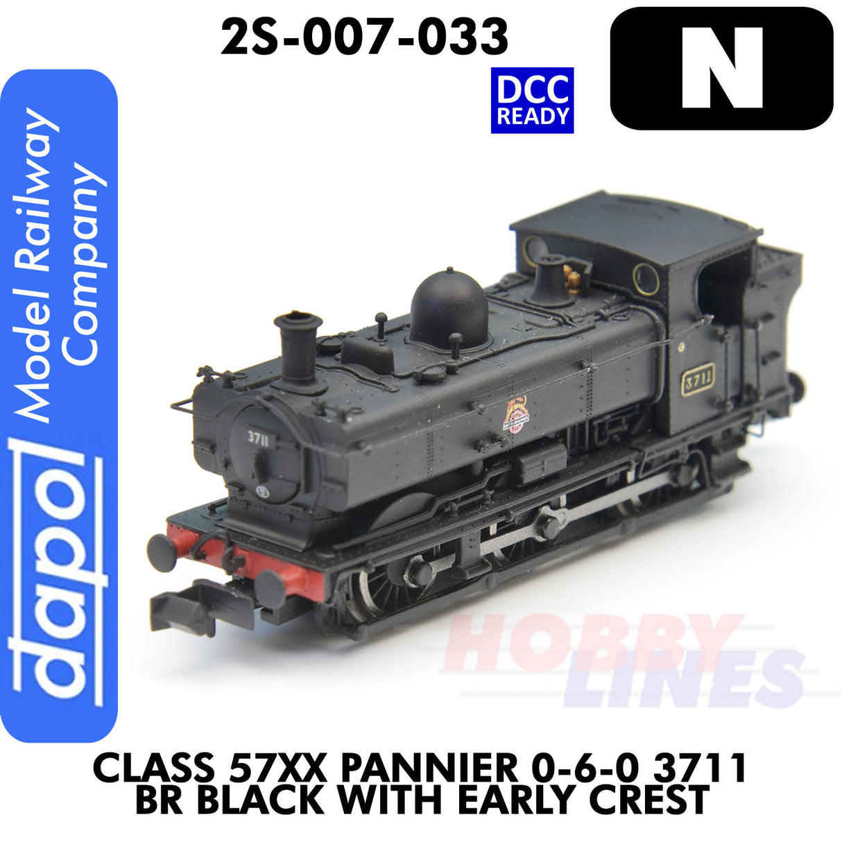 Pannier 3711 BR Black Early Crest 1:148 N gauge locomotive Dapol 2S-007-033