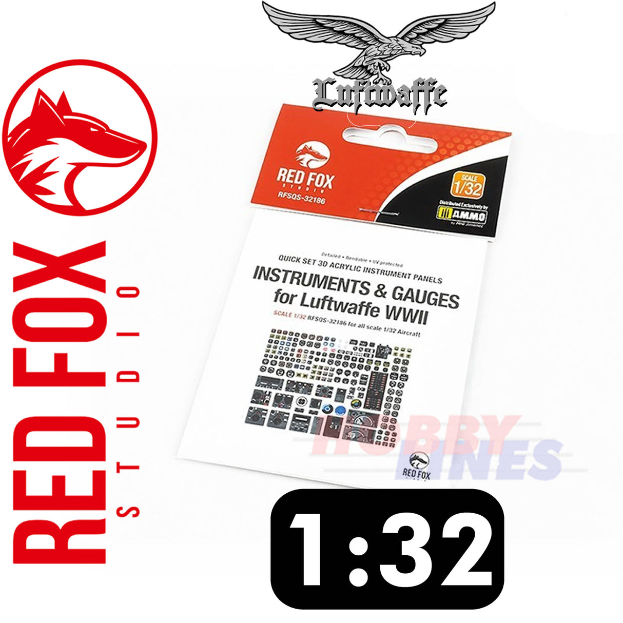 Instruments & Gauges Set Luftwaffe WWII Aircraft Red Fox Studios 1:32 RFSQS-32186