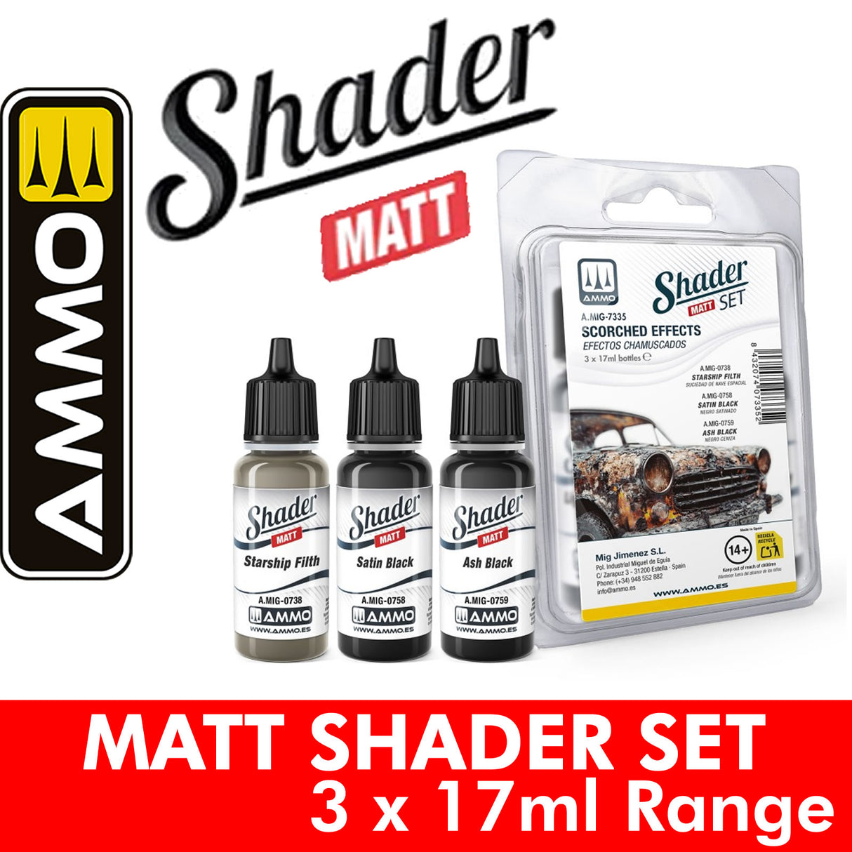 Matt Shader Set - Vegetation Green - 3x17ml | Ammo by Mig Jimenez | MIG7337