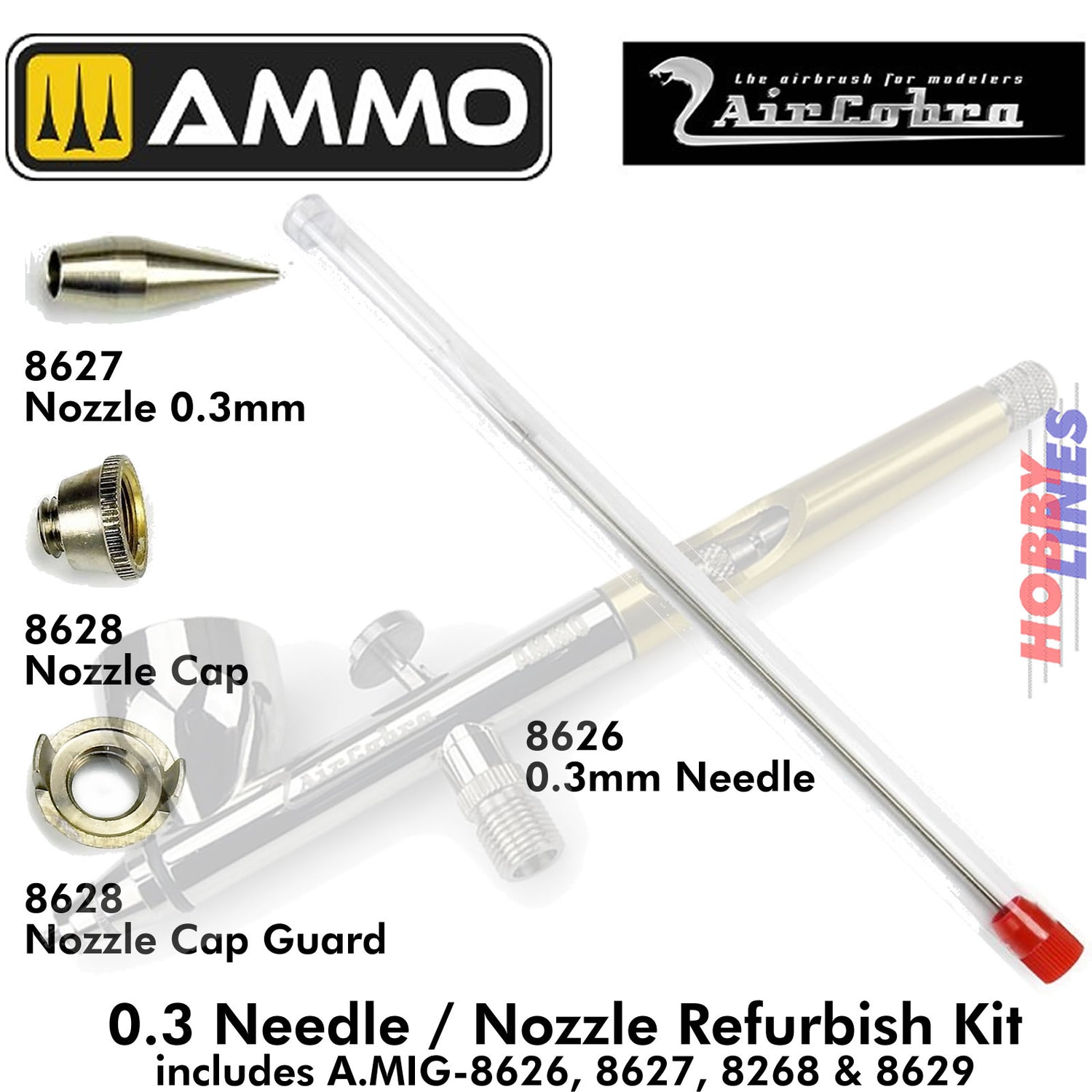 AIRCOBRA Airbrush Spare Parts - 4 piece set | Ammo by Mig Jimenez | MIG8630