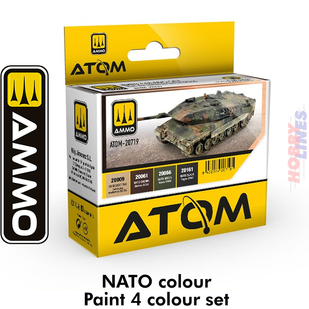 ATOM NATO Colour - 4 x 20ml Acrylic Paint | Ammo by Mig Jimenez | ATOM20719
