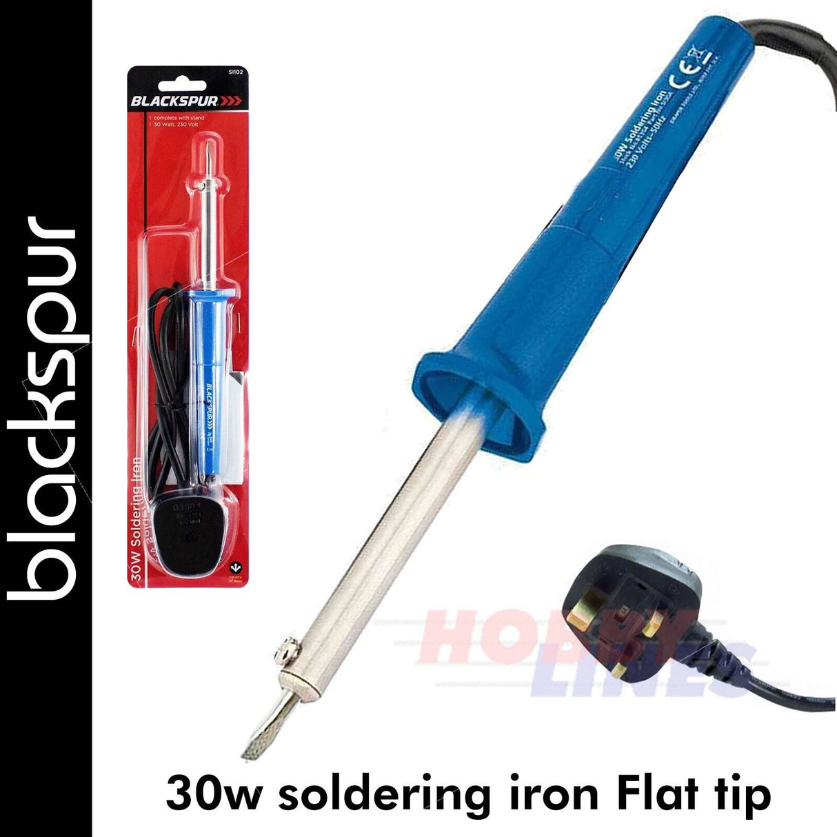 30W Soldering Iron Flat Tip | Blackspur | 77501