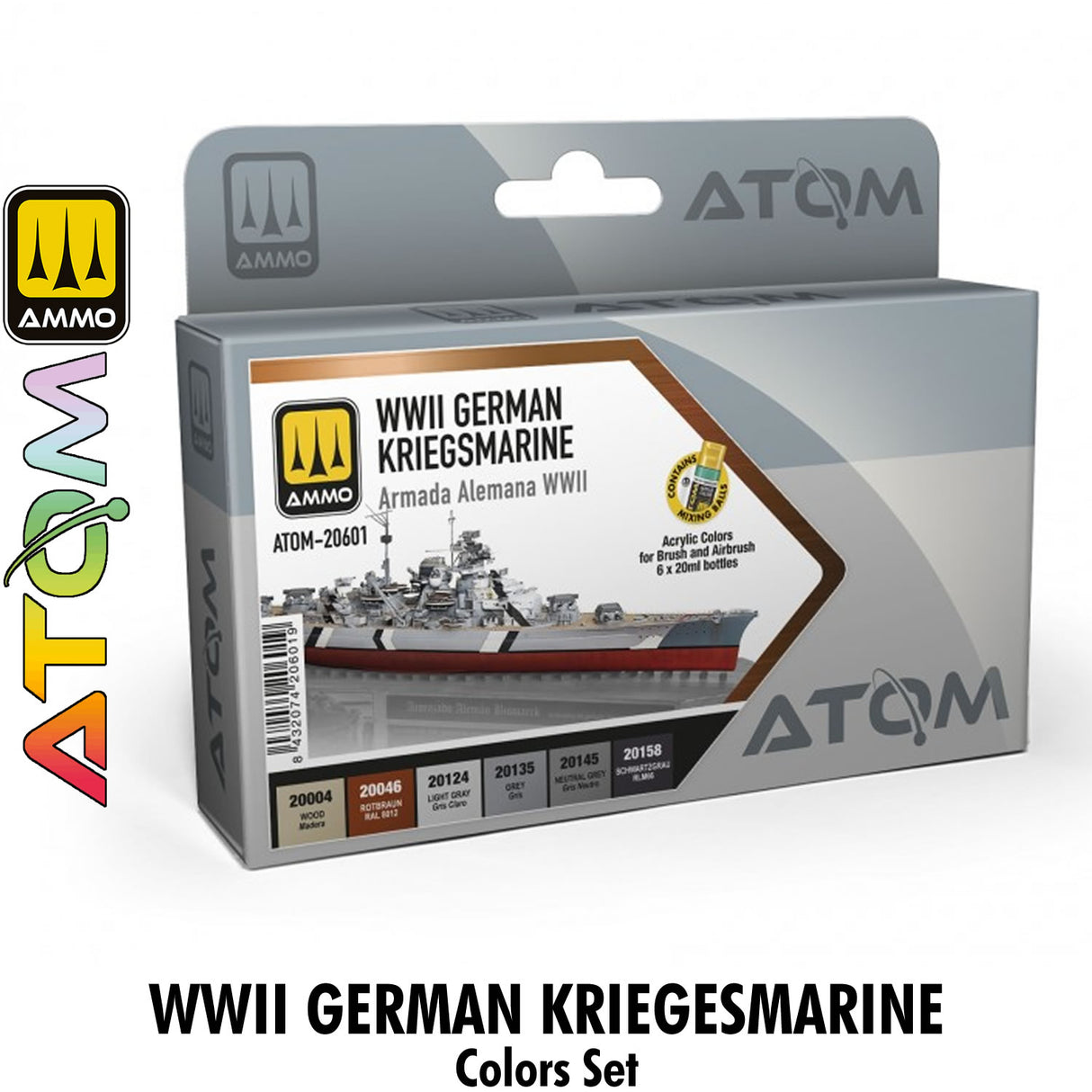 ATOM Set German KRIEGSMARINE WWII set - 6 20ml Acrylic Paint | Ammo by Mig Jimenez