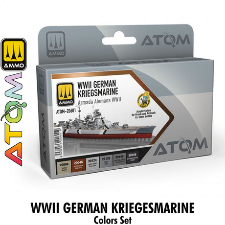 ATOM Set German KRIEGSMARINE WWII set - 6 20ml Acrylic Paint | Ammo by Mig Jimenez