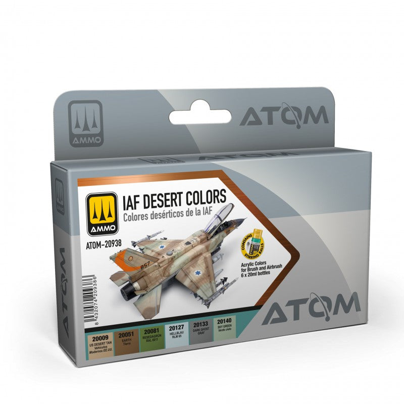 ATOM IAF Desert Colours Set - 6 20ml Acrylic Paint | Ammo by Mig Jimenez