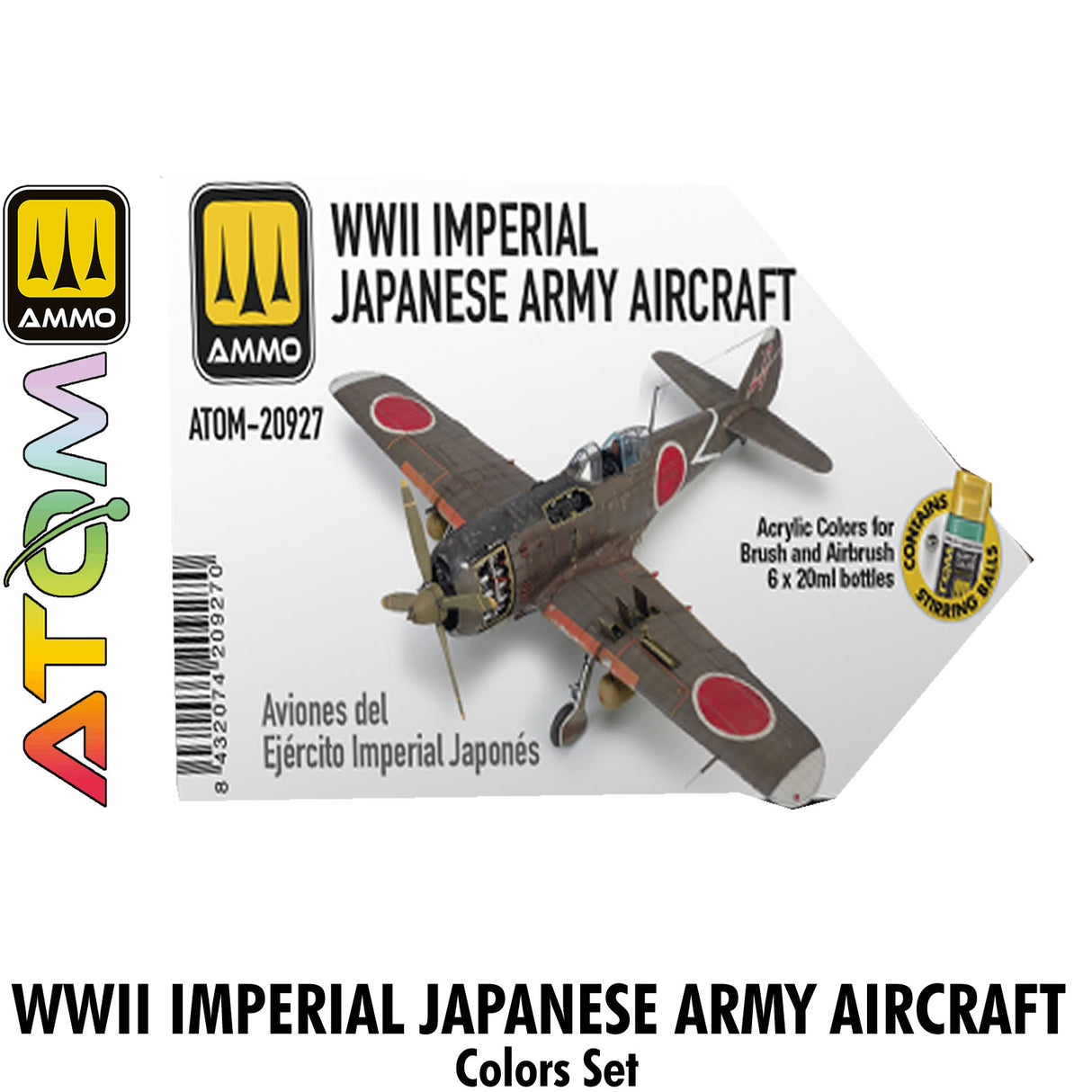 ATOM WWII Imperial Japanese Army Aircraft Set - 6 20ml Acrylic Paint | Ammo by Mig Jimenez