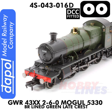 Great Western Railway - 43xx 2-6-0 Mogul 5330 BR Lined Green Late Crest -  DCC - 1:76 OO | Dapol | 4S-043-016D