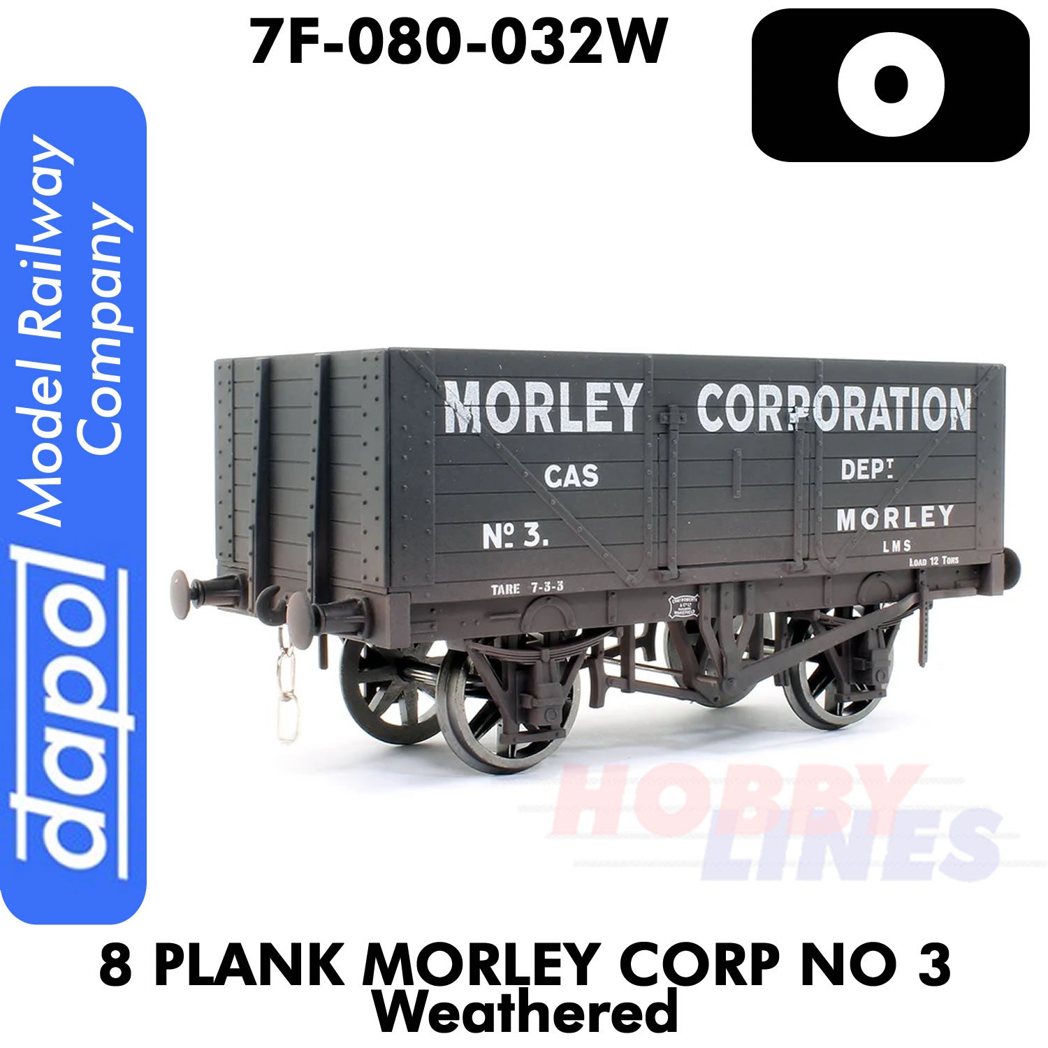 8 Plank Wagon Morley Corp No 3 Weathered | Dapol | 7F-080-032W