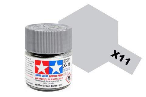 Acrylic Mini Paint - X-11 Chrome Silver | Tamiya | TM81511