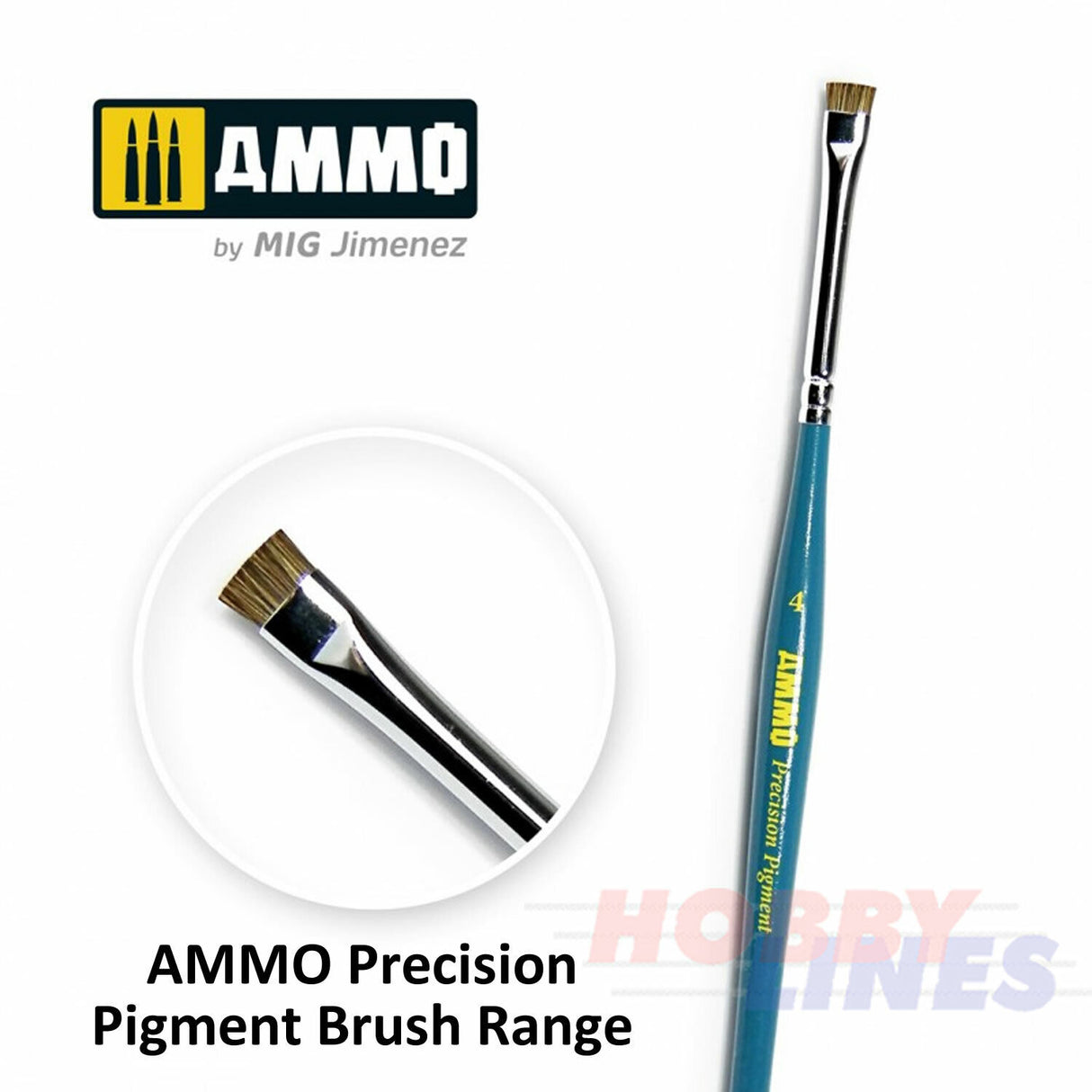 PRECISION PIGMENT BRUSH Range Short hair Sizes 4 & 8 AMMO Mig Jimenez