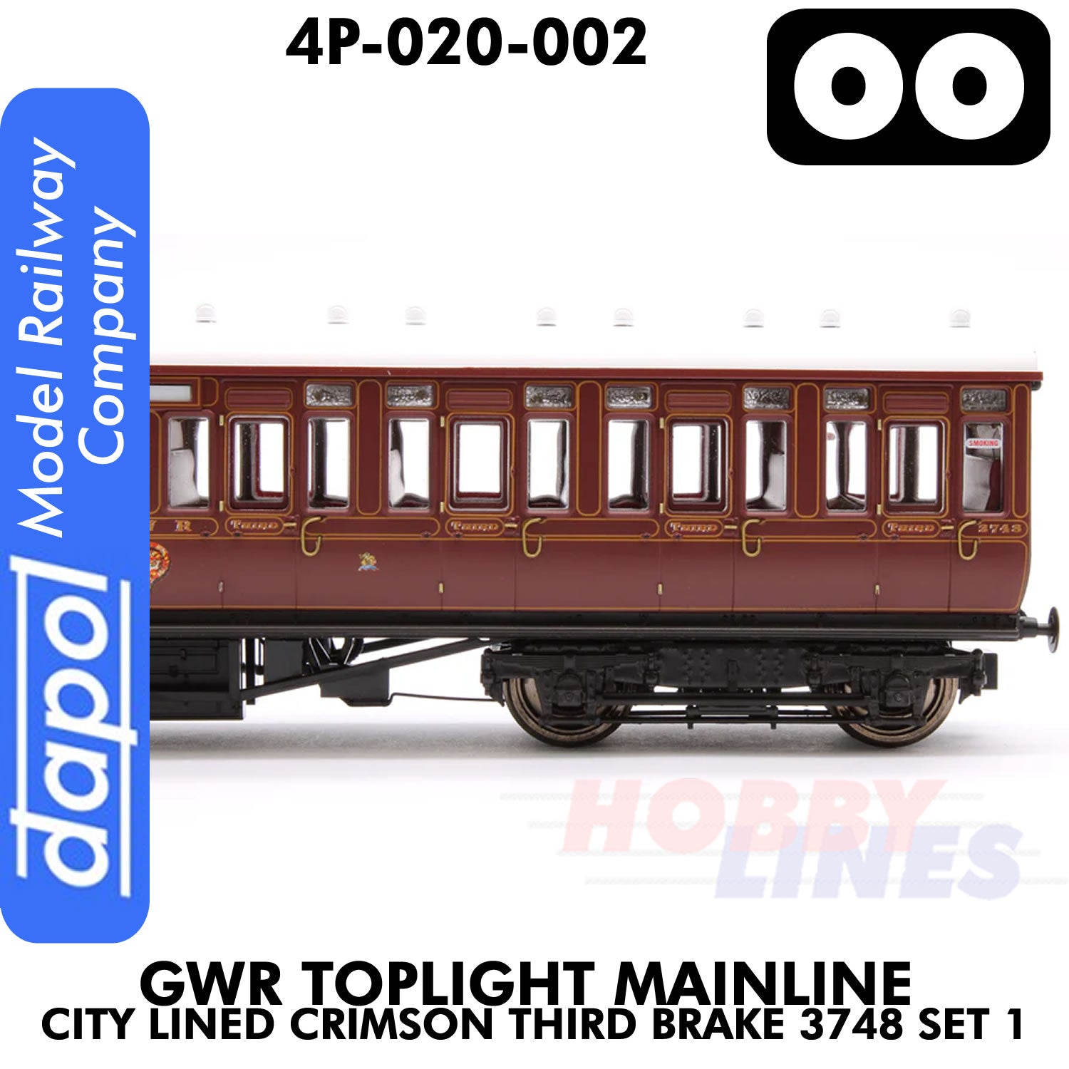 Great Western Railway -  Toplight Coach MainLine City Lined Crimson 3rd Brake 3748 Set 1 | Dapol | 4p-020-002