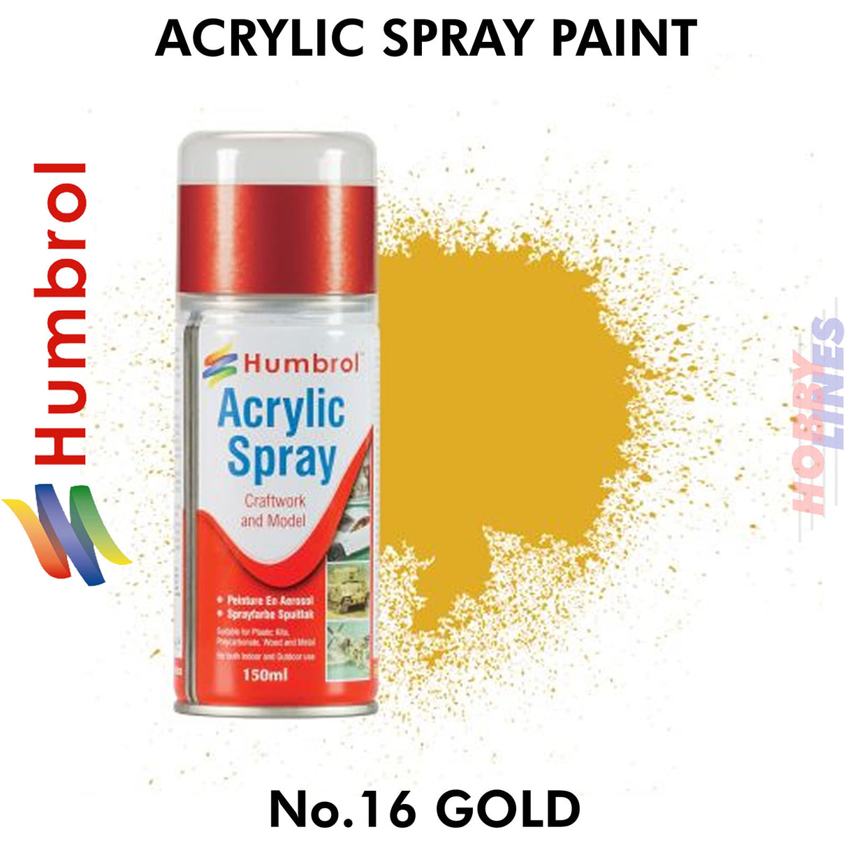 150ML Humbrol Sprays No 16 Gold