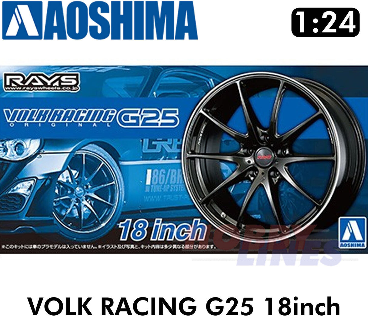 Aoshima Wheels & Tyres VOLK RACING G25 18inch 1:24 Set of 4 Tuned Parts 06118