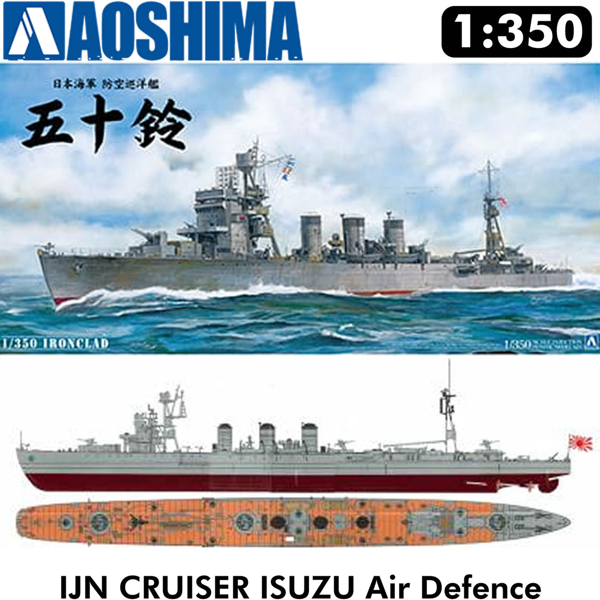 IJN CRUISER ISUZU Air Defence IronClad Series 1:350 kit AOSHIMA 00287