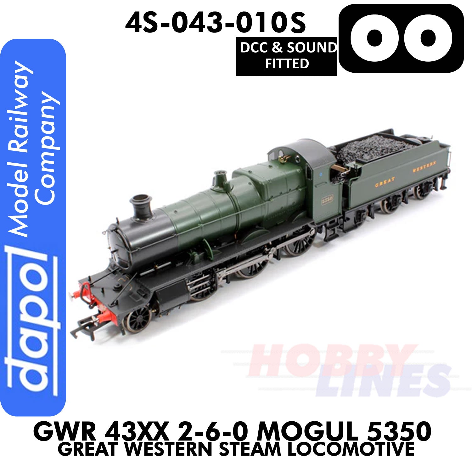 Great Western Railway -  43xx 2-6-0 Mogul 5350 Great Western - DCC & Sound - 1:76 OO | Dapol |  4S-043-010S