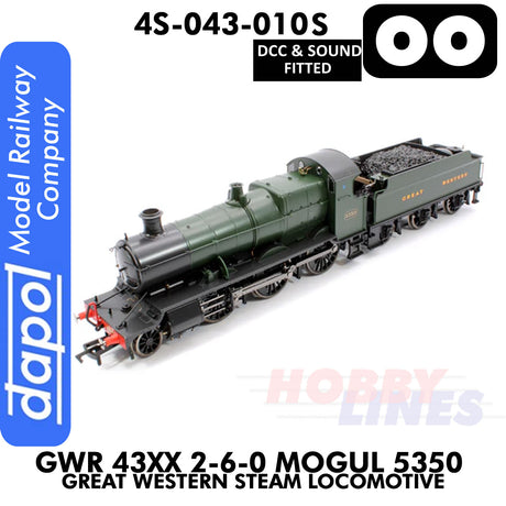 Great Western Railway -  43xx 2-6-0 Mogul 5350 Great Western - DCC & Sound - 1:76 OO | Dapol |  4S-043-010S