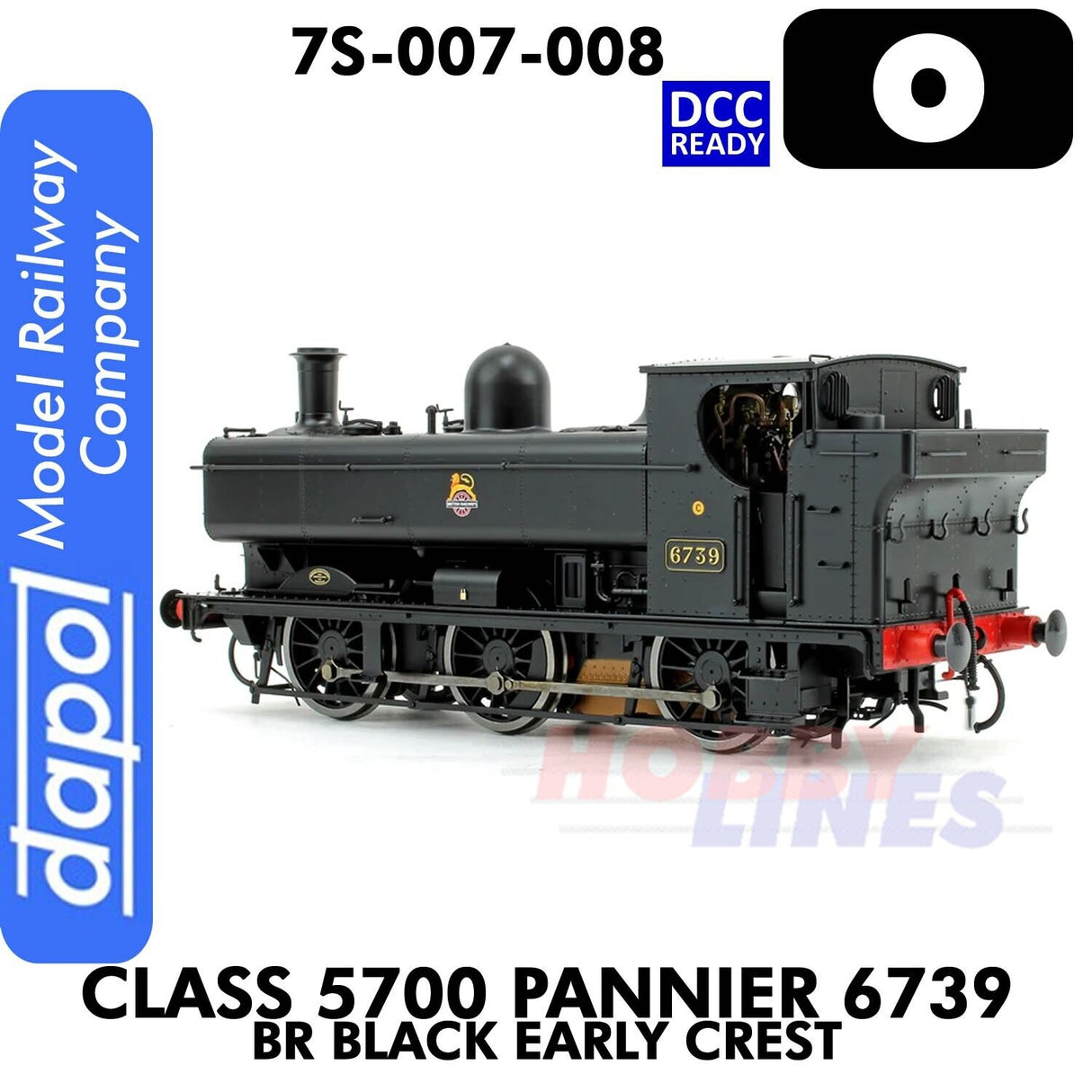 Class 5700 Pannier 6739 BR Black Early Crest Tank Loco O 1:43 Dapol 7S-007-008