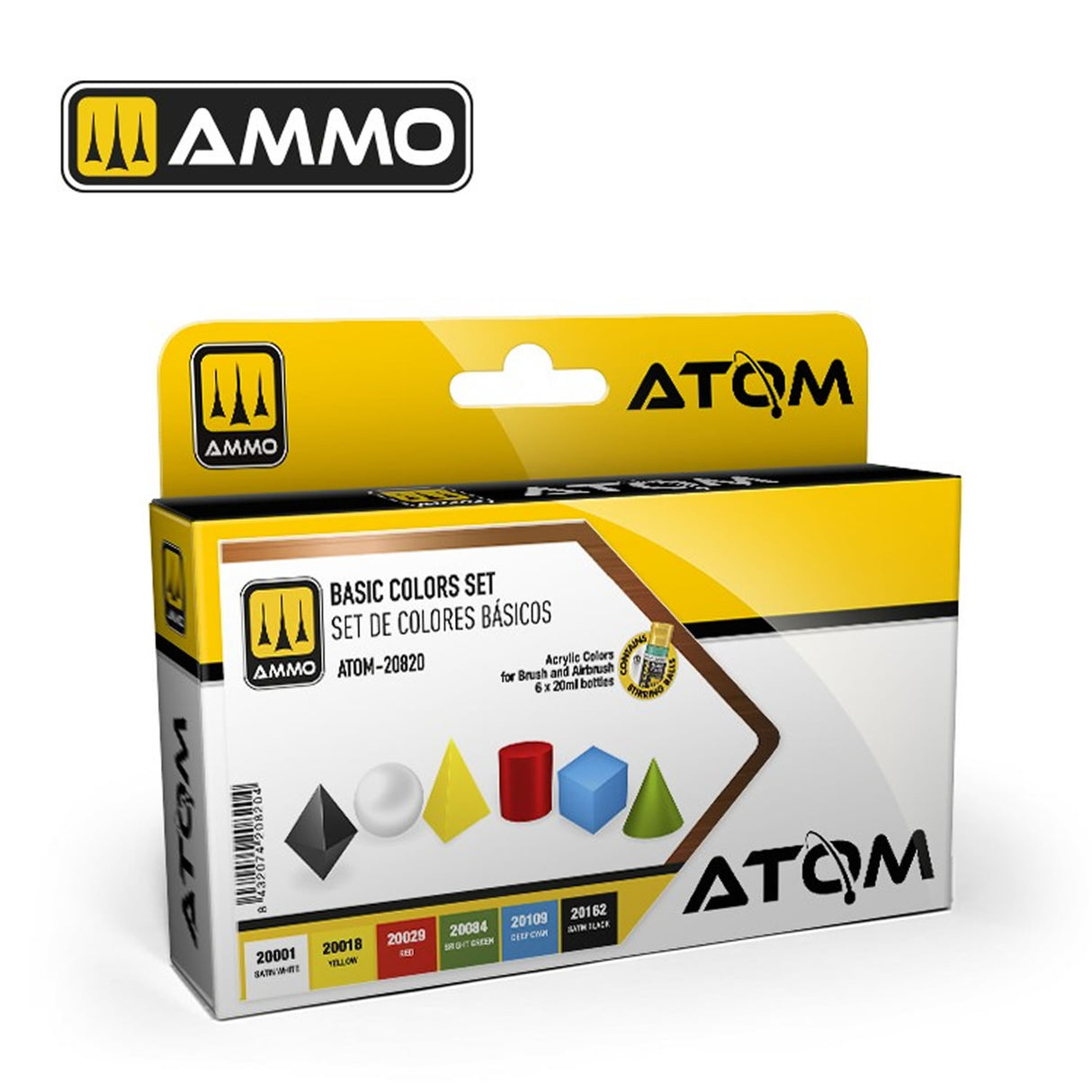 ATOM Basic Colors 6 20ml jars set | Ammo by Mig Jimenez | ATOM-20820