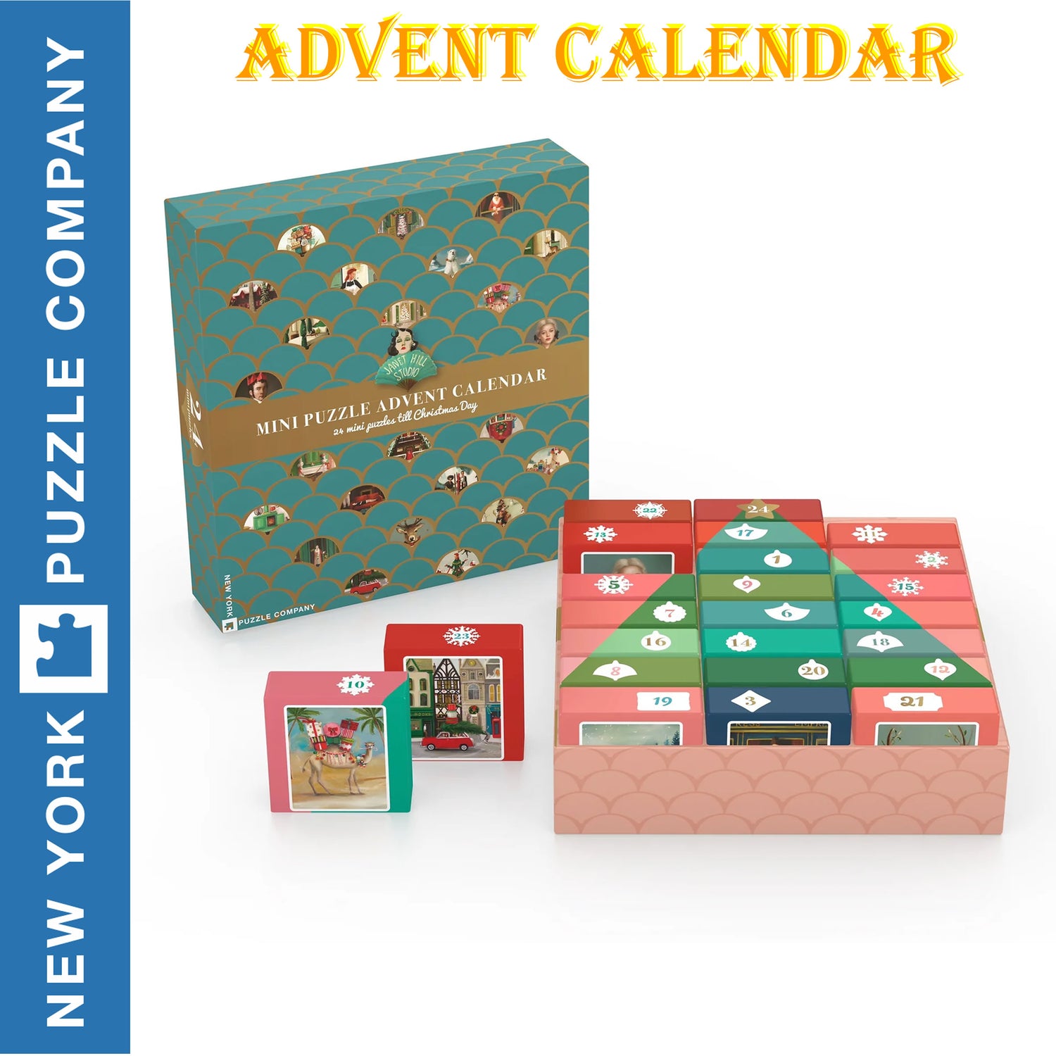 Janet Hill ADVENT CALENDAR New York Puzzle Company 24 Mini Puzzles Jigsaw NPZJH2240