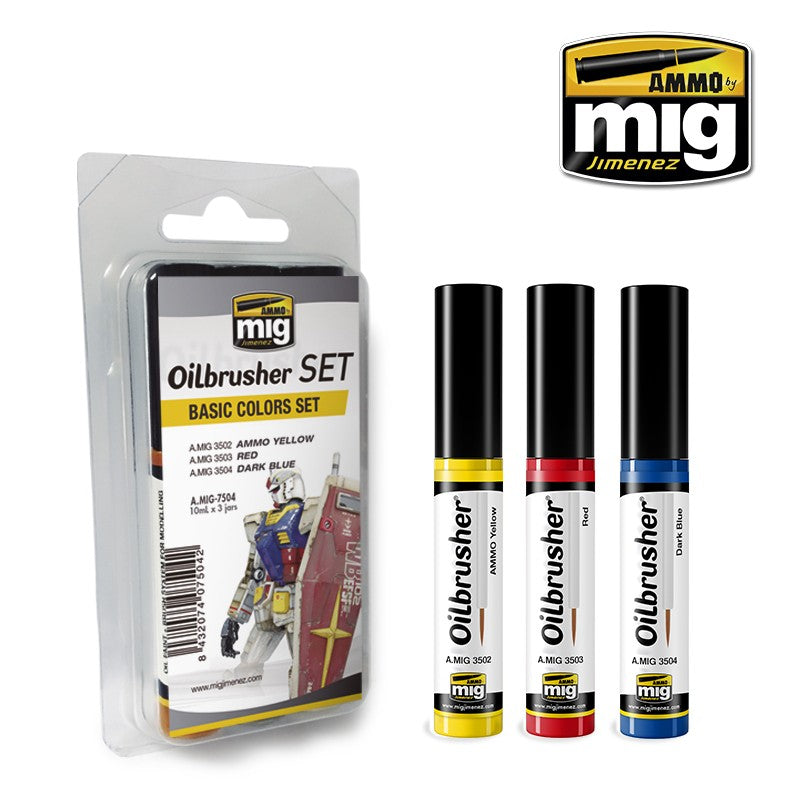 Oilbrusher Set - Basic Colours - 3 x 10ml | Ammo by Mig Jimenez | MIG7504