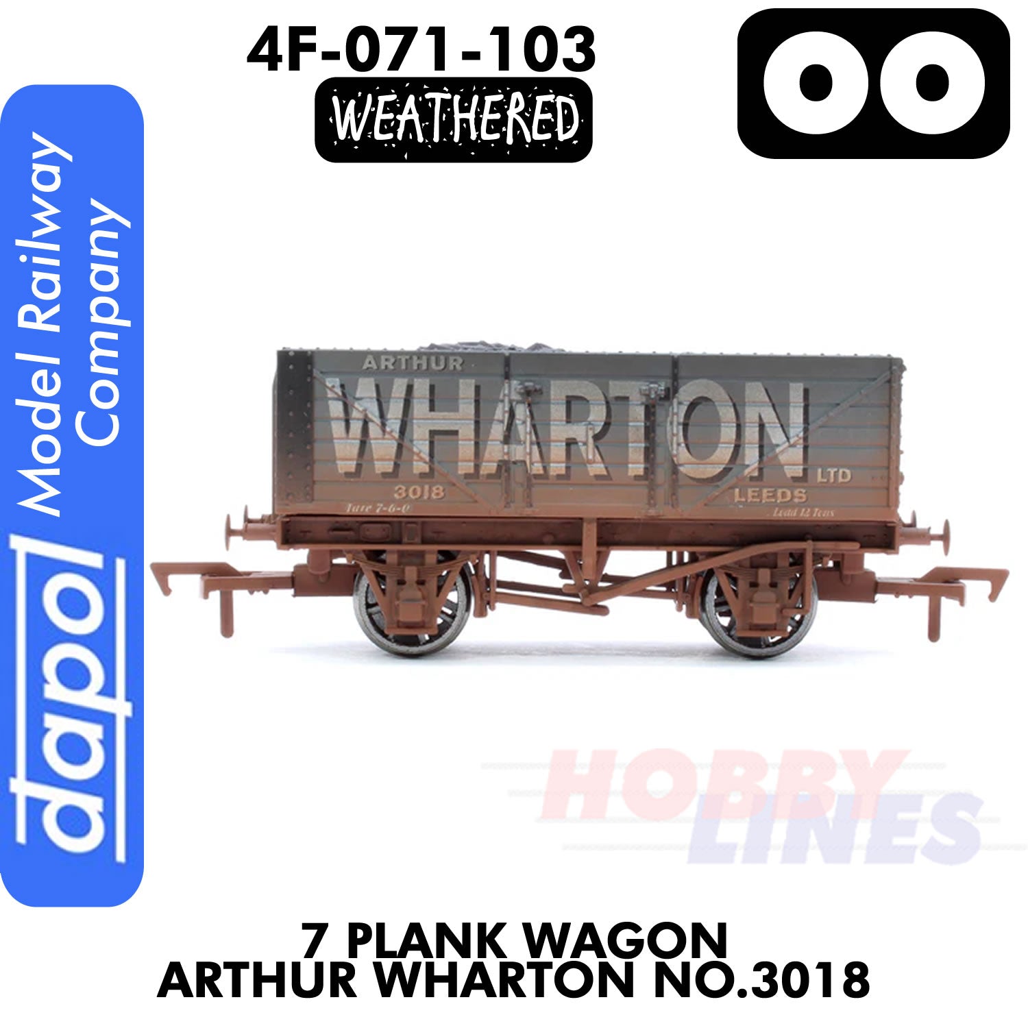 7 Plank Wagon Arthur Wharton No.3018 - Weathered | Dapol | 4F-071-103