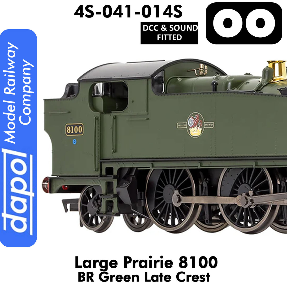 LARGE PRAIRIE 8100 BR Late Crest Steam Locomotive DCC & Sound | Dapol | 4S-041-014S
