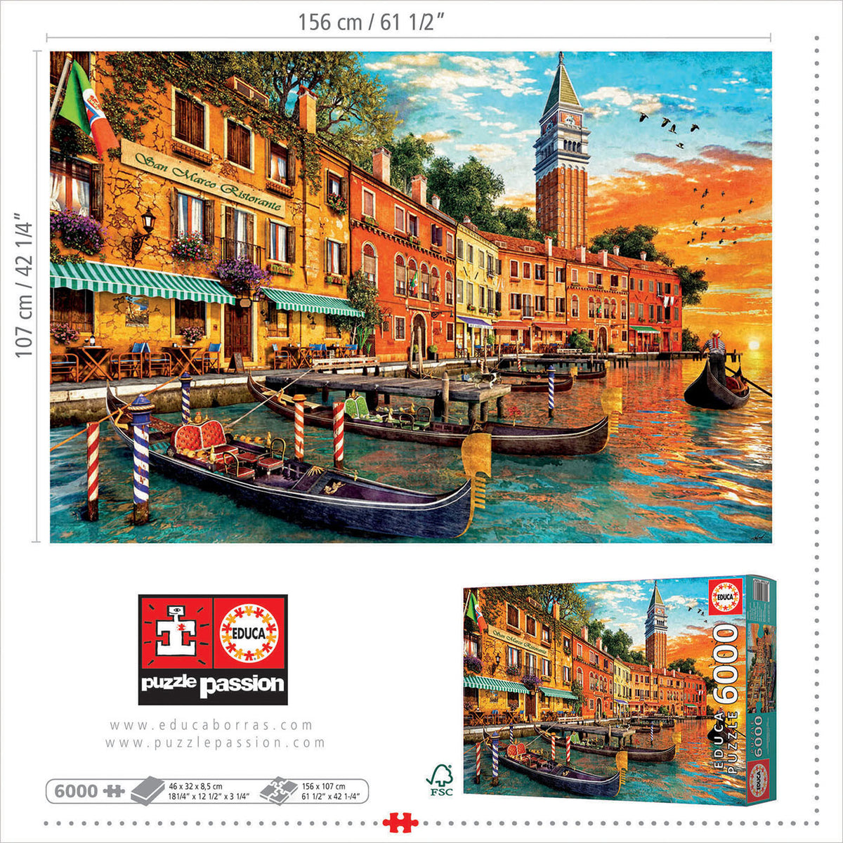 San Marco Sunset 6000 Piece Jigsaw Puzzle | Educa | 19286