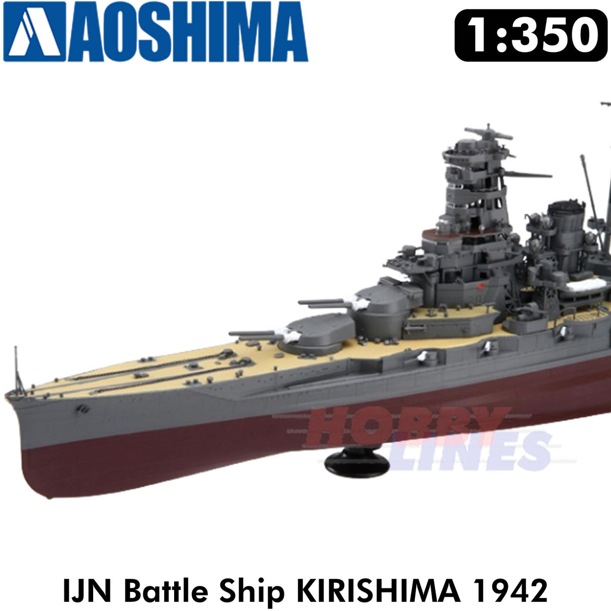 I.J.N. Battle Ship KIRISHIMA 1942 Full Hull 1:350 kit AOSHIMA 01103