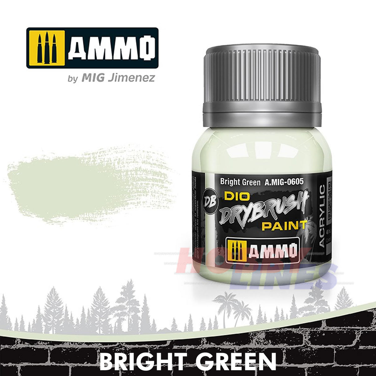 DIO Drybrush Paint - Bright Green 40ml | Ammo by Mig Jimenez | MIG0605