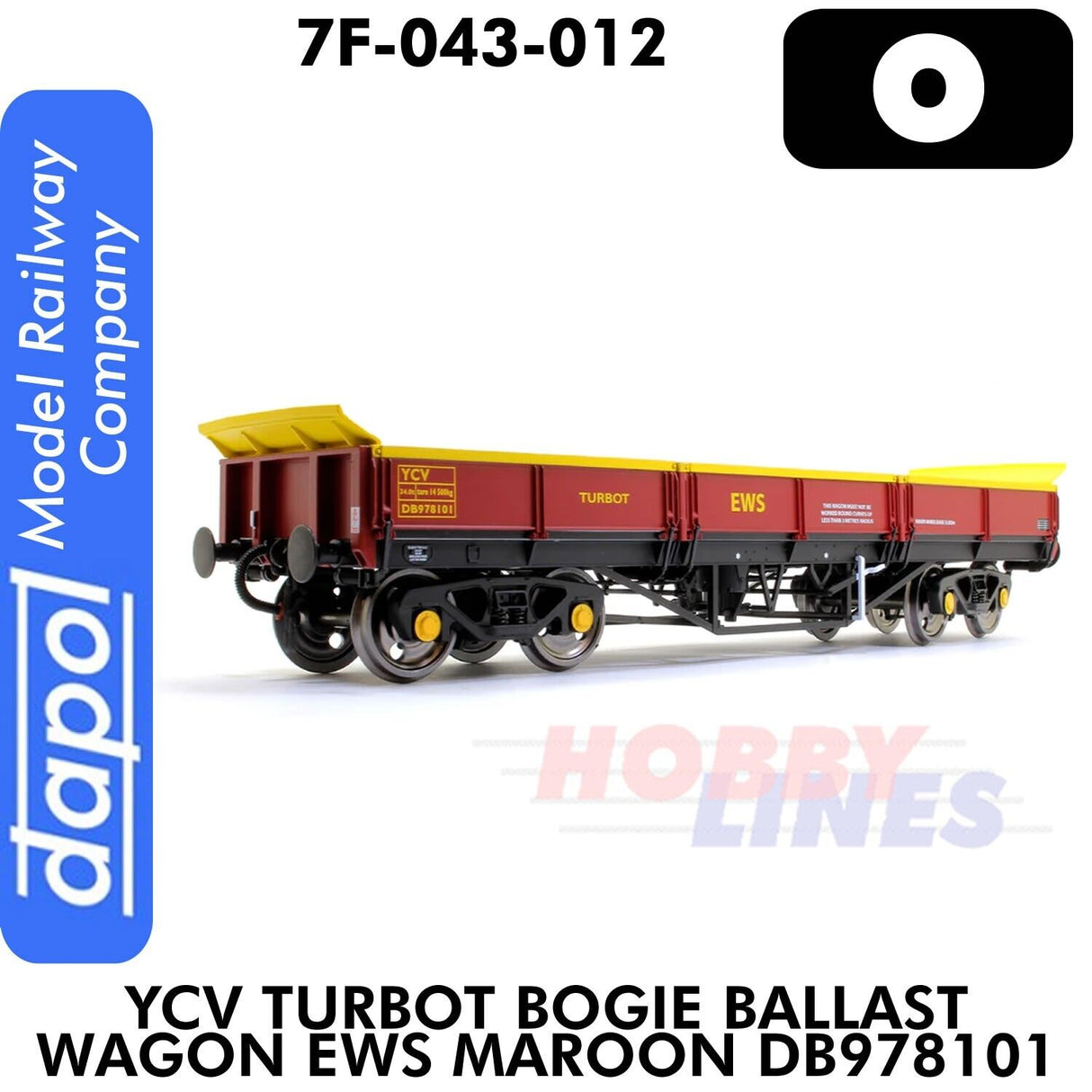 YCV Turbot Bogie Ballast Wagon EWS Maroon DB978101 | Dapol | 7F-043-012