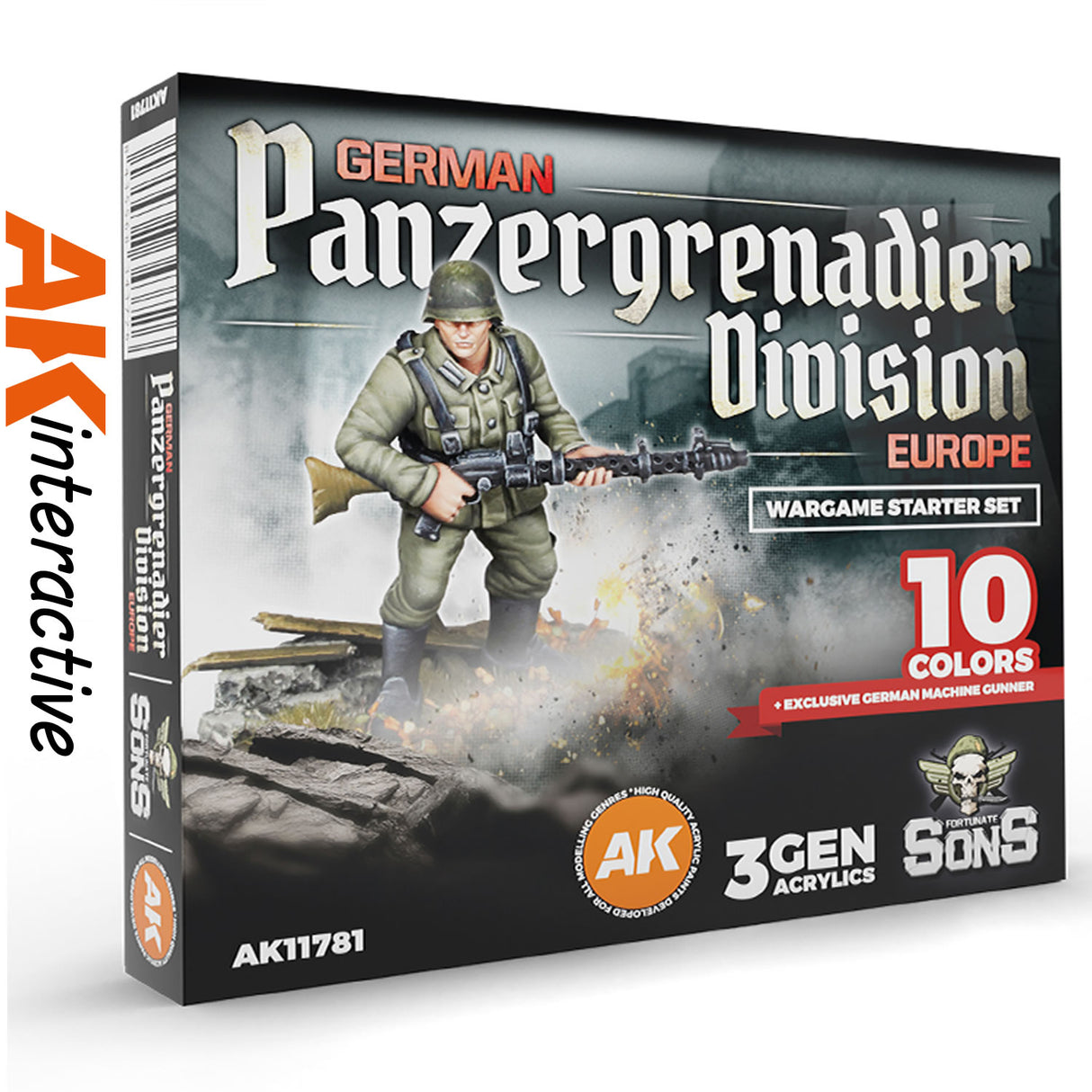 German Panzergenadier Division Europe - Wargame Starter Set - 3G Acrylic Paint x 10 | AK interactive | AK11781