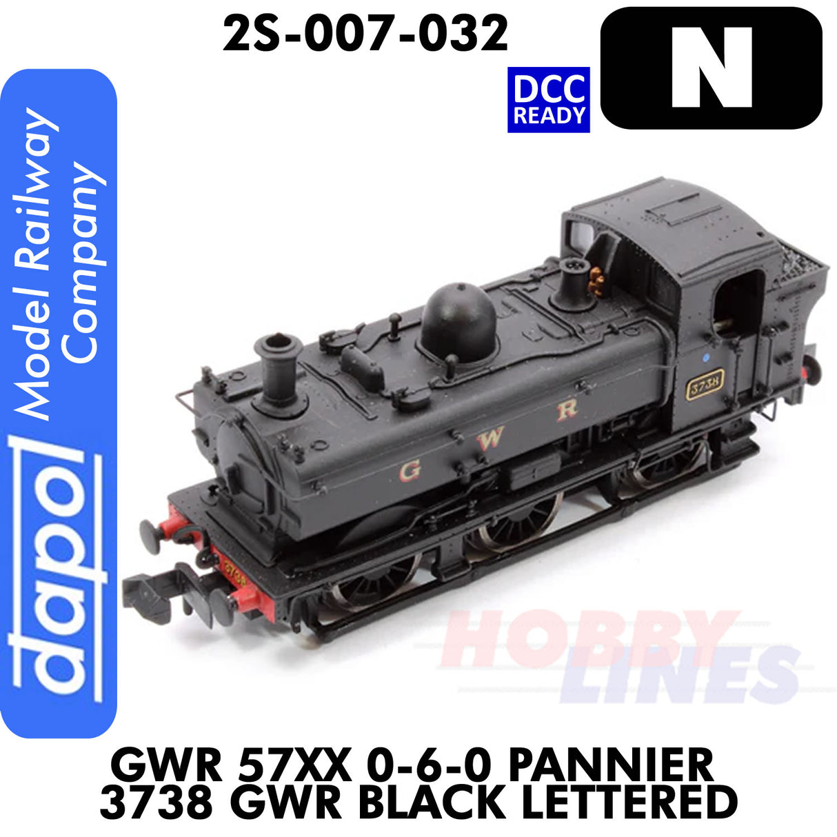 Great Western Railway - Pannier 3738  Black lettered - DCC Ready | Dapol | 2S-007-032